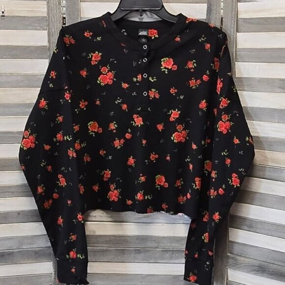 Floral Long Sleeve Cropped Top | Wild Fable | Medium - Picture 1 of 12